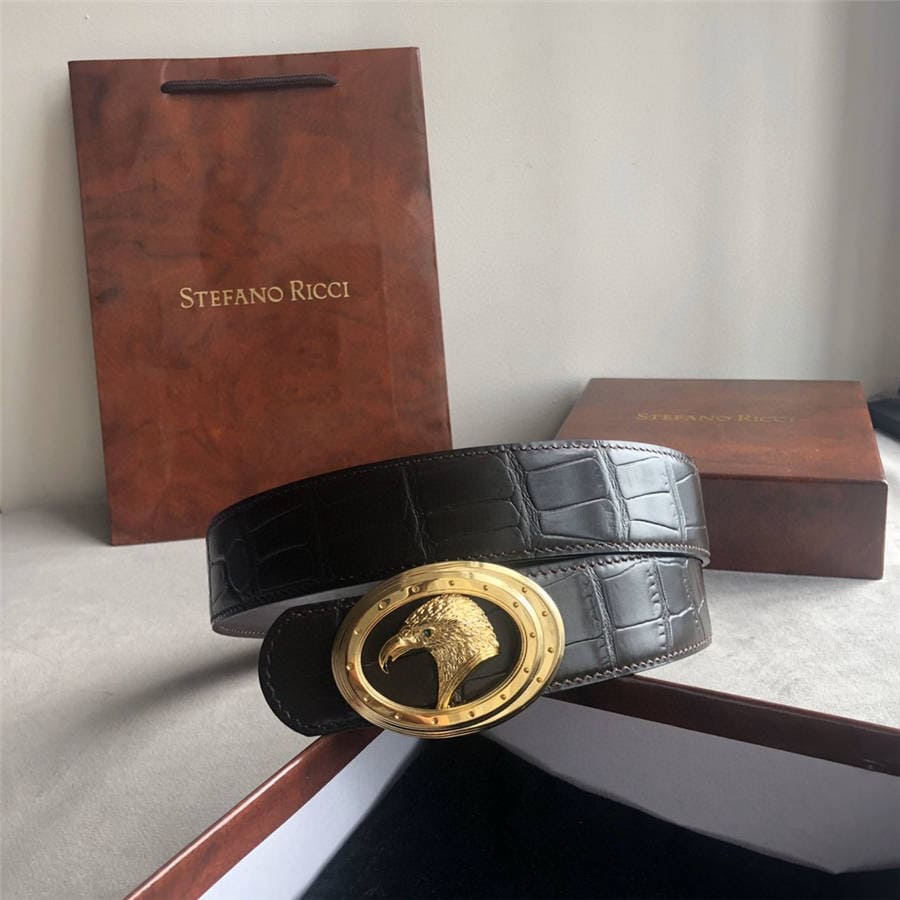 DÂY LƯNG STEFANO RICCI CROCODILE LEATHER DA CÁ SẤU Belt Khóa bạc