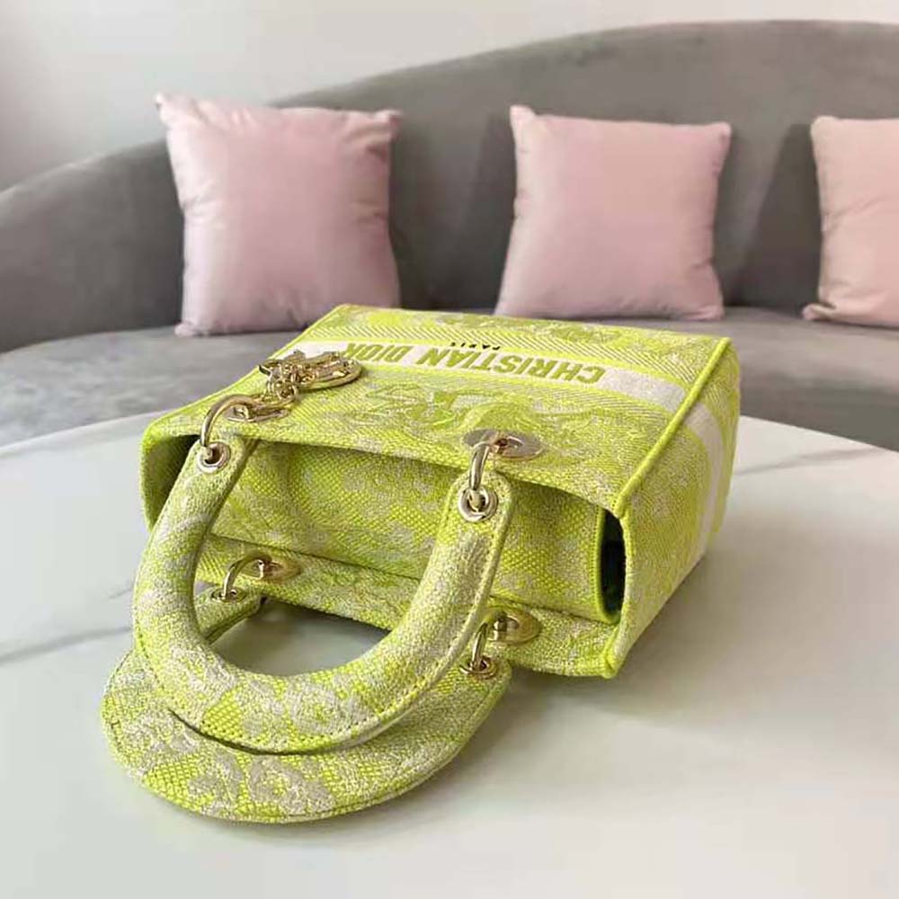 TÚI Dior Women Medium Lady D-lite Bag Lime Toile de Jouy Reverse Embroidery