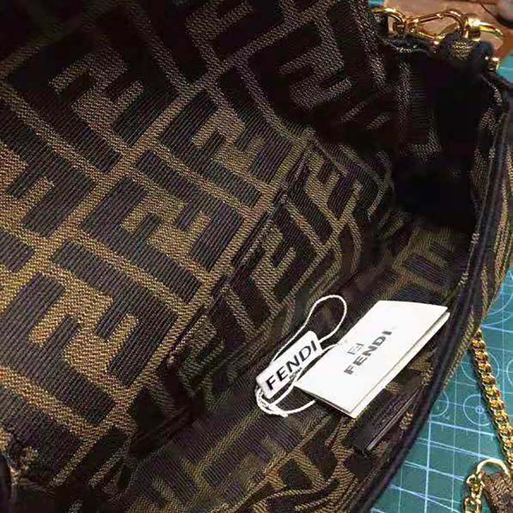 TÚI Fendi Mini Baguette Brown Fabric Bag
