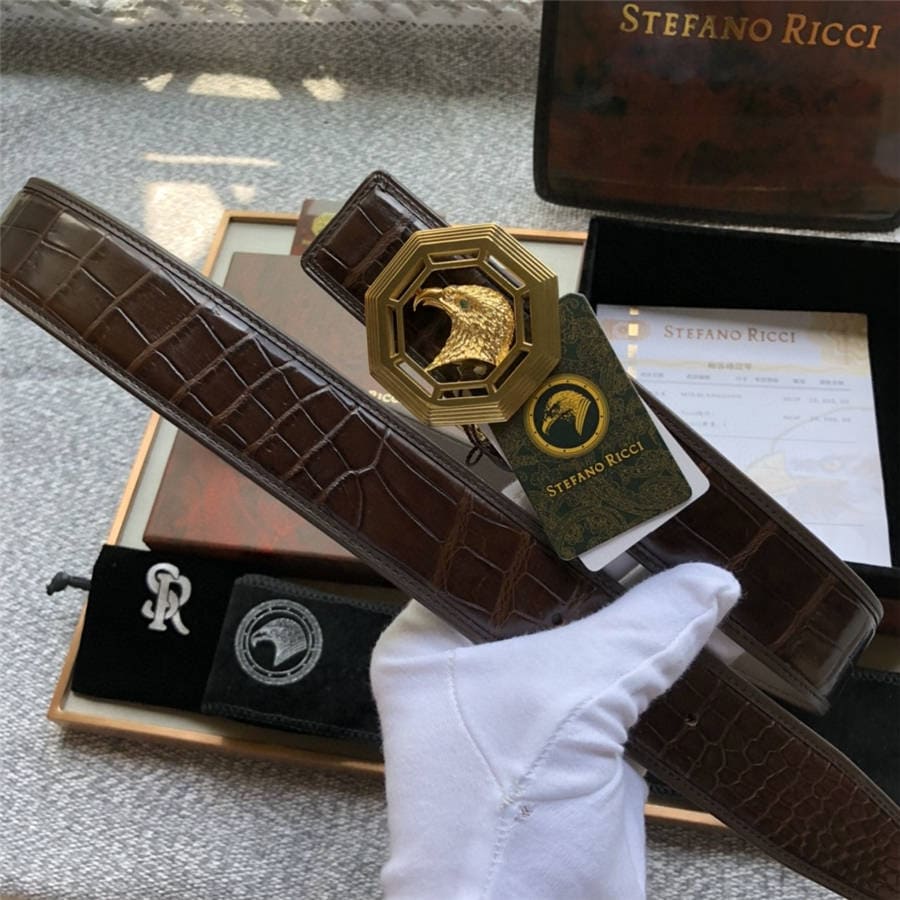 DÂY LƯNG STEFANO RICCI CROCODILE LEATHER DA CÁ SẤU Belt Khóa bạc