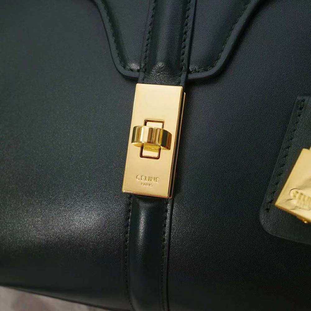 TÚI Celine Women Small 16 Bag in Satinated Calfskin-Dark Green