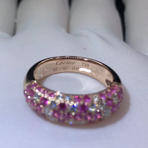 Nhẫn Cartier Etincelle kim cương vđá sapphire vàng hồng 18K