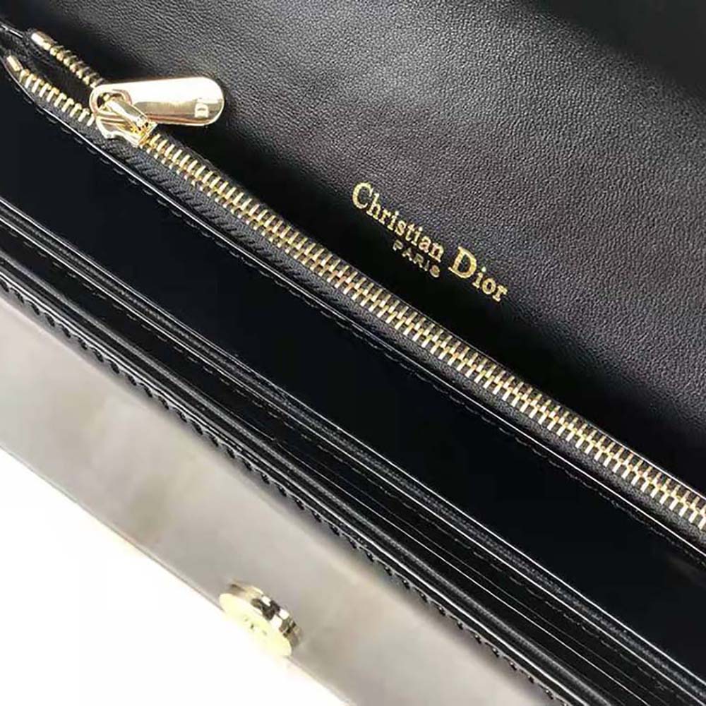 TÚI Dior Lady Dior Pouch Patent Cannage Calfskin-Black