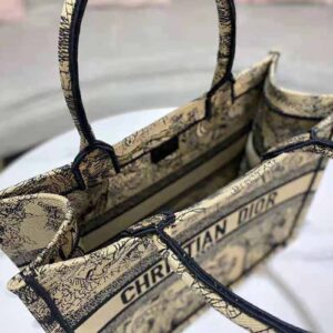 TÚI Dior Women Medium Dior Book Tote Brown Toile de Jouy Embroidery