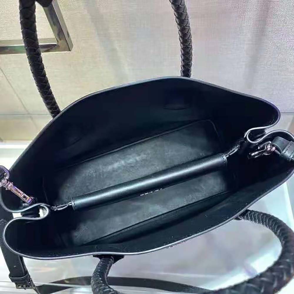 TÚI Prada Double Medium Leather Handbag-Black