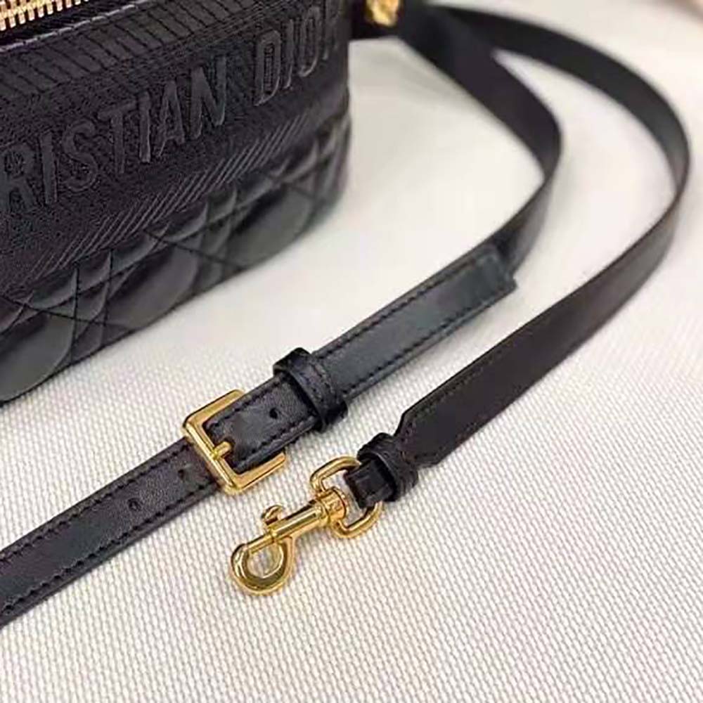 TÚI Dior Women Small Diortravel Vanity Case Cannage Lambskin-Black