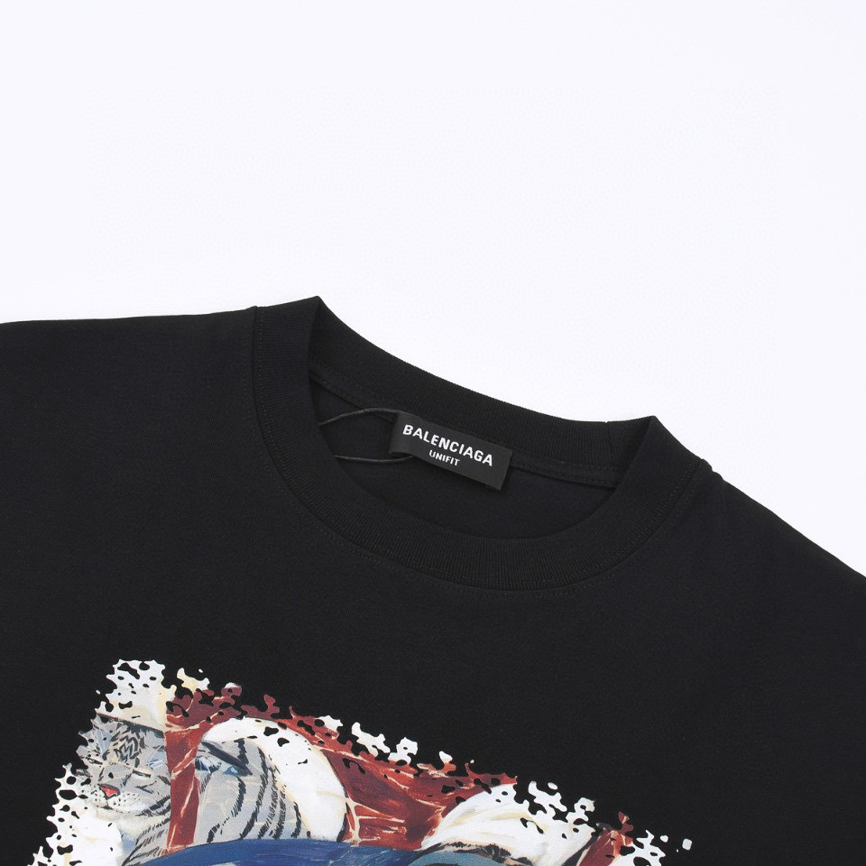ÁO BALENCIAGA print cotton jersey T-shirt