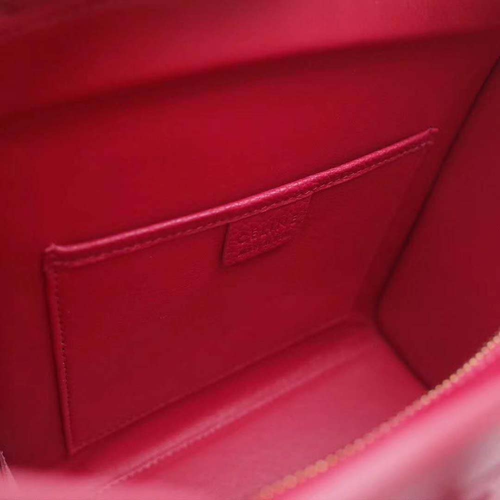 TÚI Celine Women Nano Luggage Bag in Drummed Calfskin-Rose