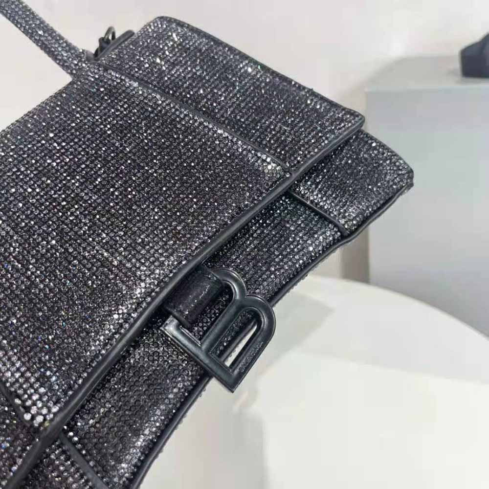 TÚI Balenciaga Women Hourglass XS Handbag in Glitter Material-Silver