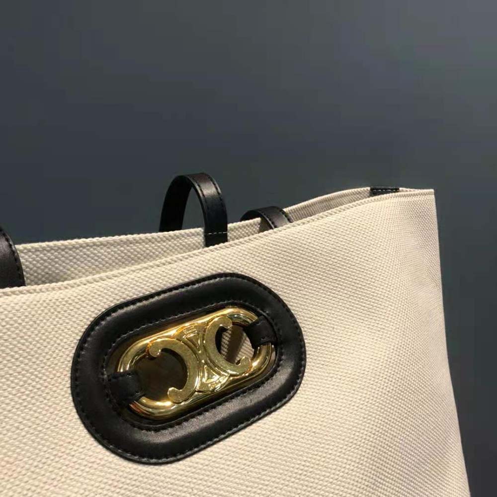 TÚI Celine Women Cabas Maillon Triomphe in Textile and Calfskin