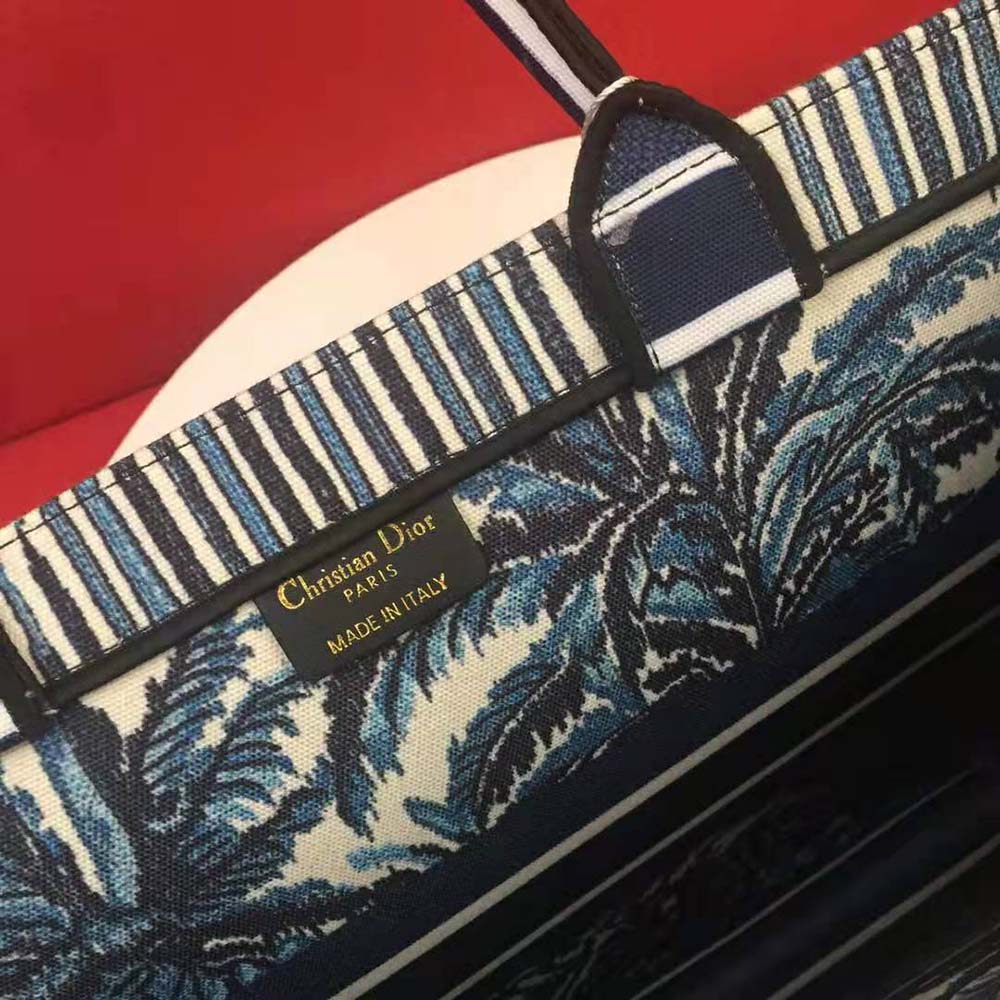 TÚI Dior Book Tot Blue Dior Palms Embroidery