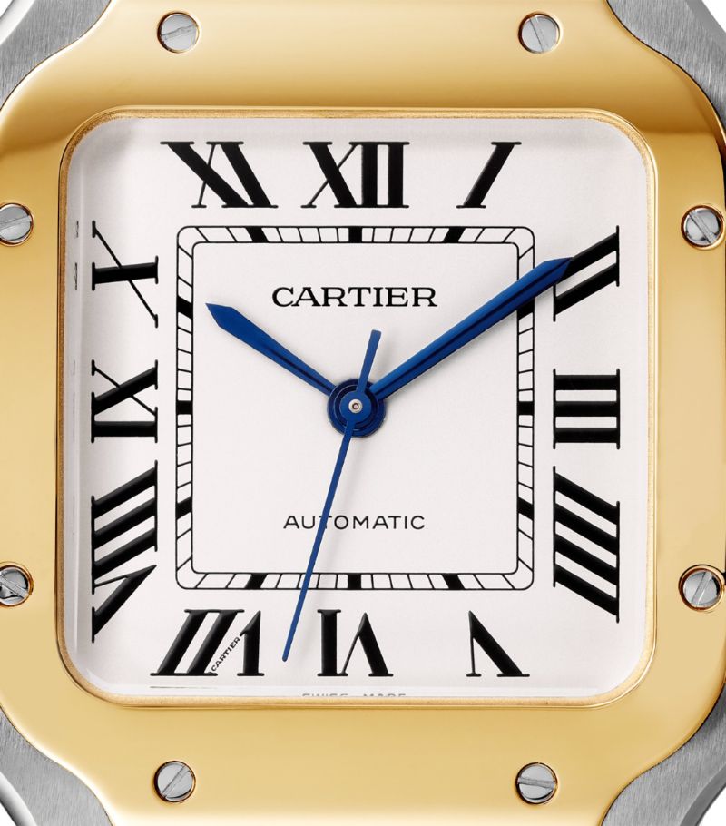 Đồng hồ CARTIER Yellow Gold and Stainless Steel Santos de Cartier 35.1mm mặt số màu trắng