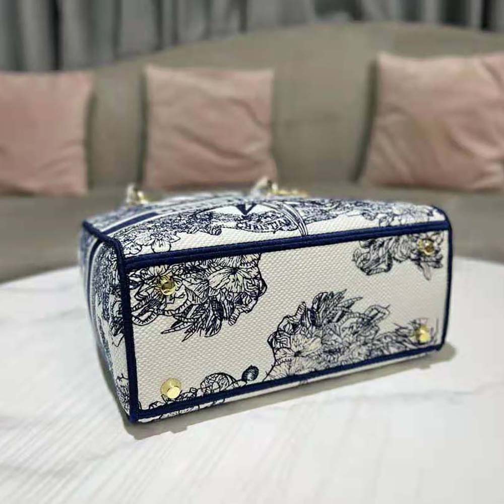 TÚI Christian Dior Lady D-lite Bag Blue Multicolor Rêve D’Infini Embroidery