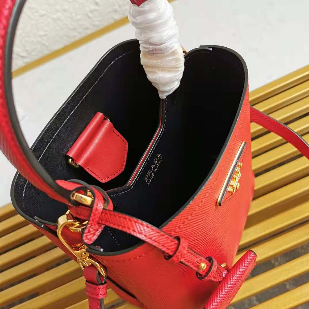 TÚI Prada Saffiano Leather Prada Panier Bag-Red