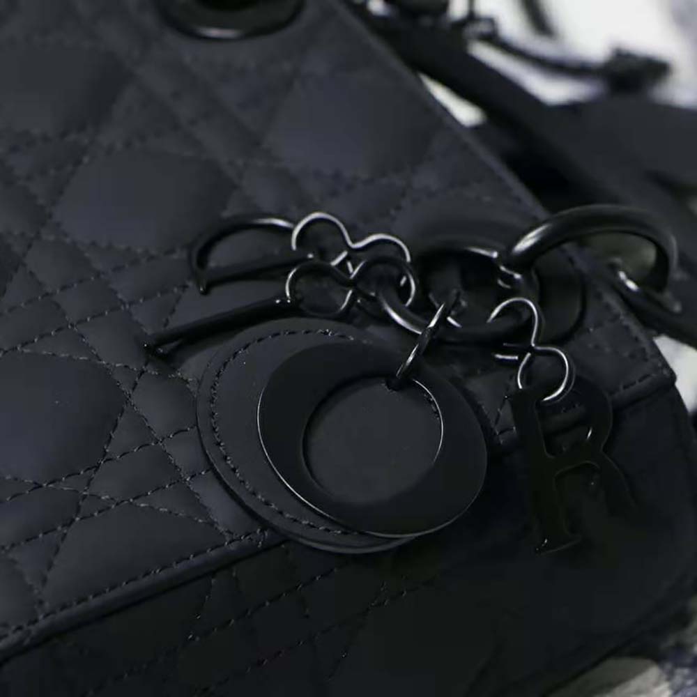 TÚI Dior Mini Lady Dior Bag Black Ultramatte Cannage Calfskin