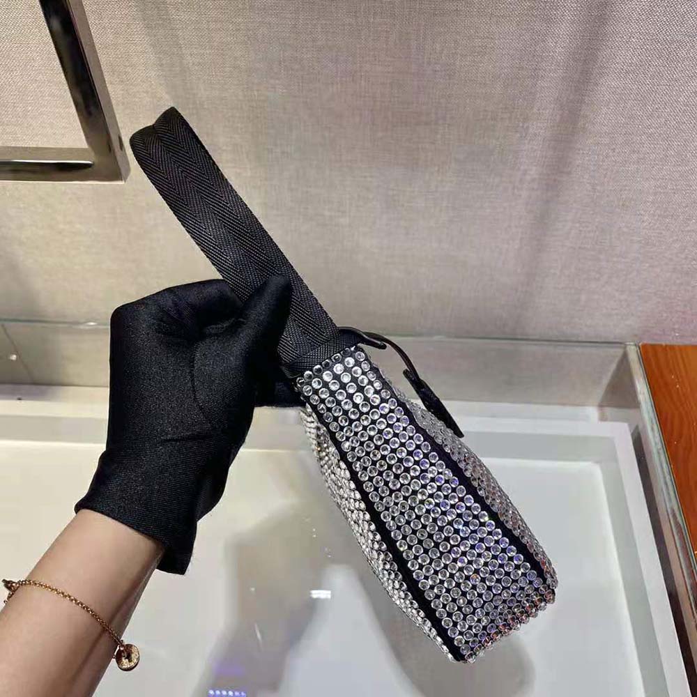 TÚI Prada Duchesse and Crystal Mini-Bag-Black