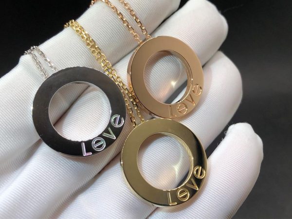 Vòng cổ Cartier mặt dây chuyền 6 viên kim cương vàng hồng 18K