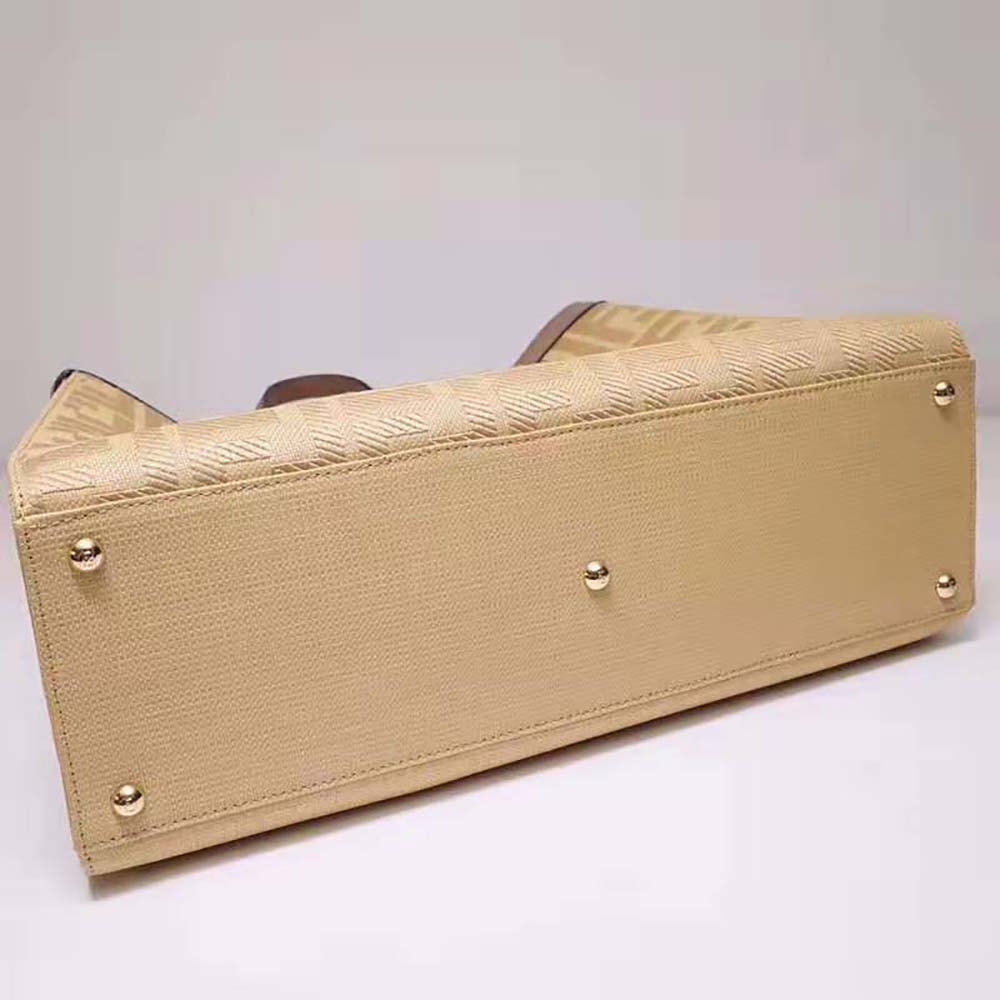TÚI Fendi Peekaboo X-Tote Beige Canvas Bag
