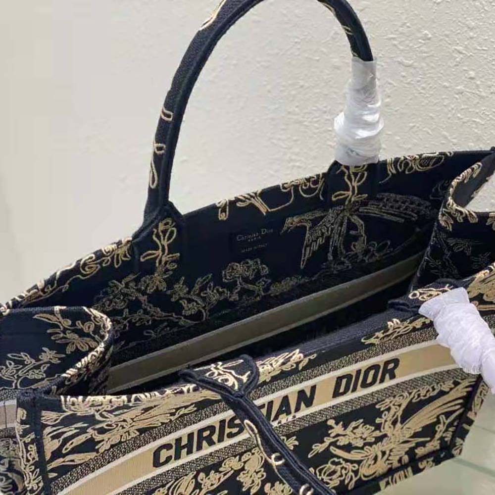 TÚI Christian Dior Black Dior Jardin D’Hiver Embroidered Cotton with Velvet and Metallic Thread