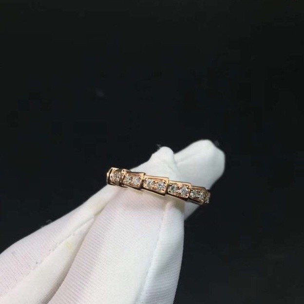 NHẪN BVLGARI SERPENTI WEDDING BAND RING WITH DIAMOND ROSE GOLD 18K