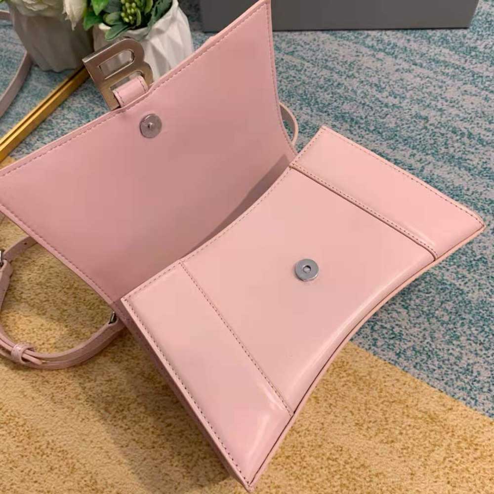 TÚI Balenciaga Hourglass Small Top Handle Bag in Light Pink Shiny Box Calfskin