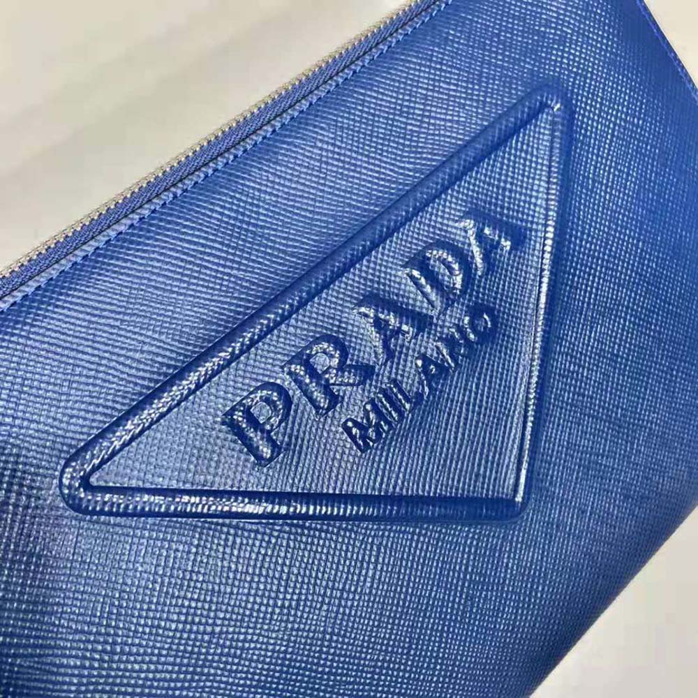 TÚI Prada Saffiano Leather Pouch-Navy