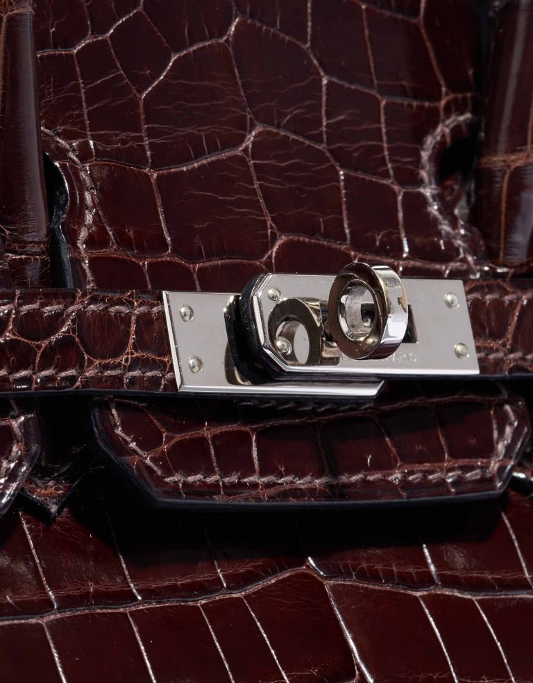 TÚI Hermès Birkin 25 Crocodile Niloticus Cocoan Silver Buckle khóa trắng