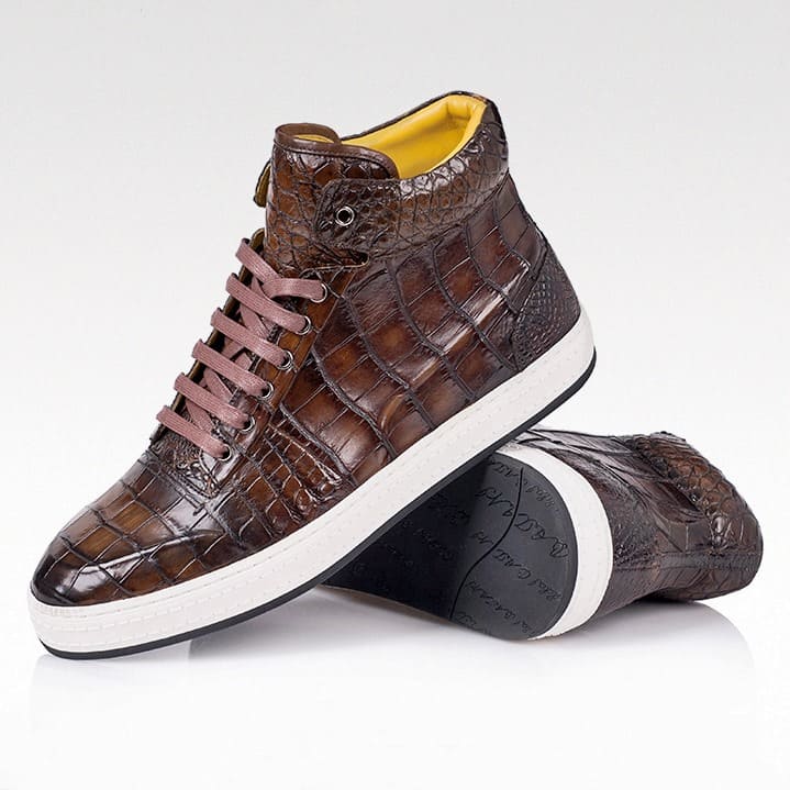Giày sneaker Chukka da cá sấu dành cho nam thủ công có 4 màu