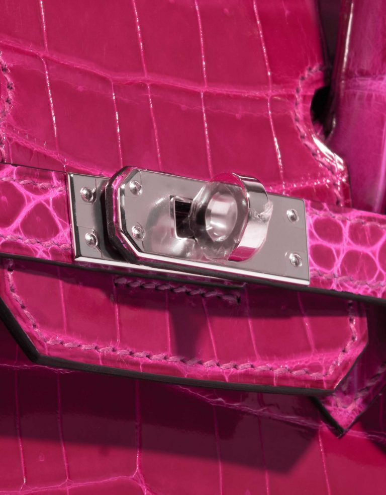 TÚI Hermès Birkin 25 Niloticus Crocodile Rose Pourpre Silver Buckle khóa trắng