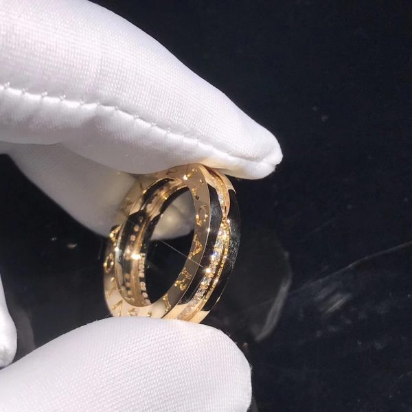 Nhẫn BVLGARI B.Zero1 Pave Diamond Rose Gold vàng hồng 18K
