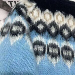 ÁO Celine Women Brushed Wool Crew-Neck Sweater with Fair Isle Detail