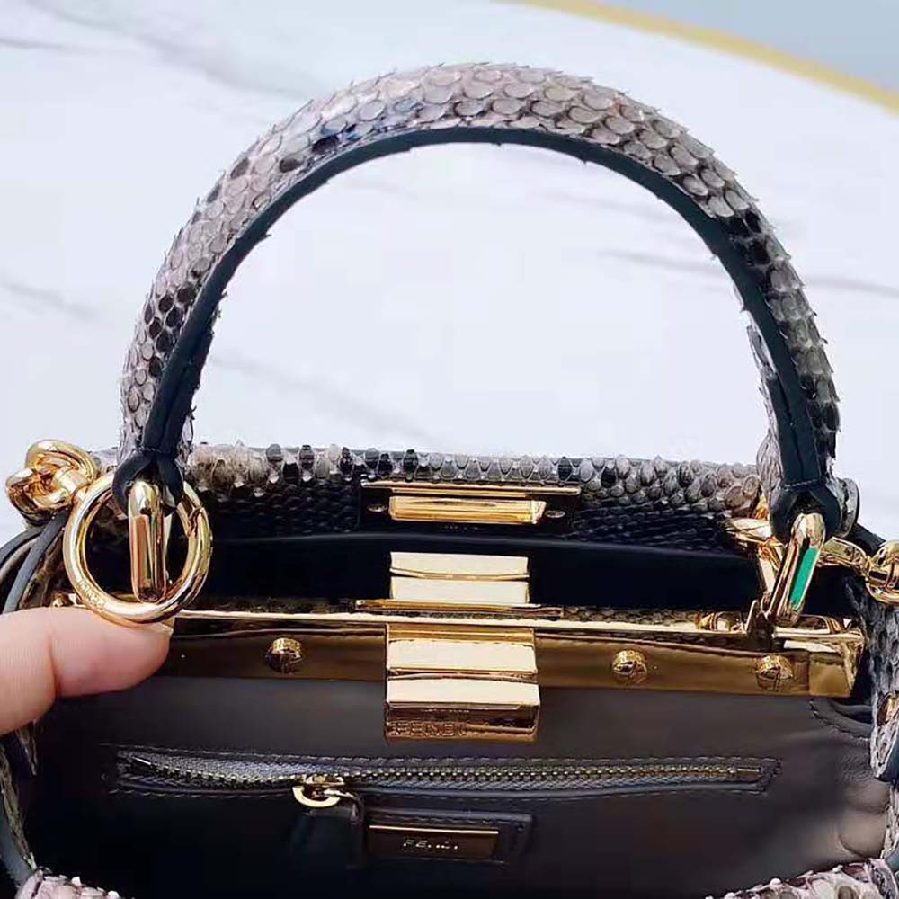 TÚI Fendi Women Peekaboo Iconic Mini Gray Python Bag