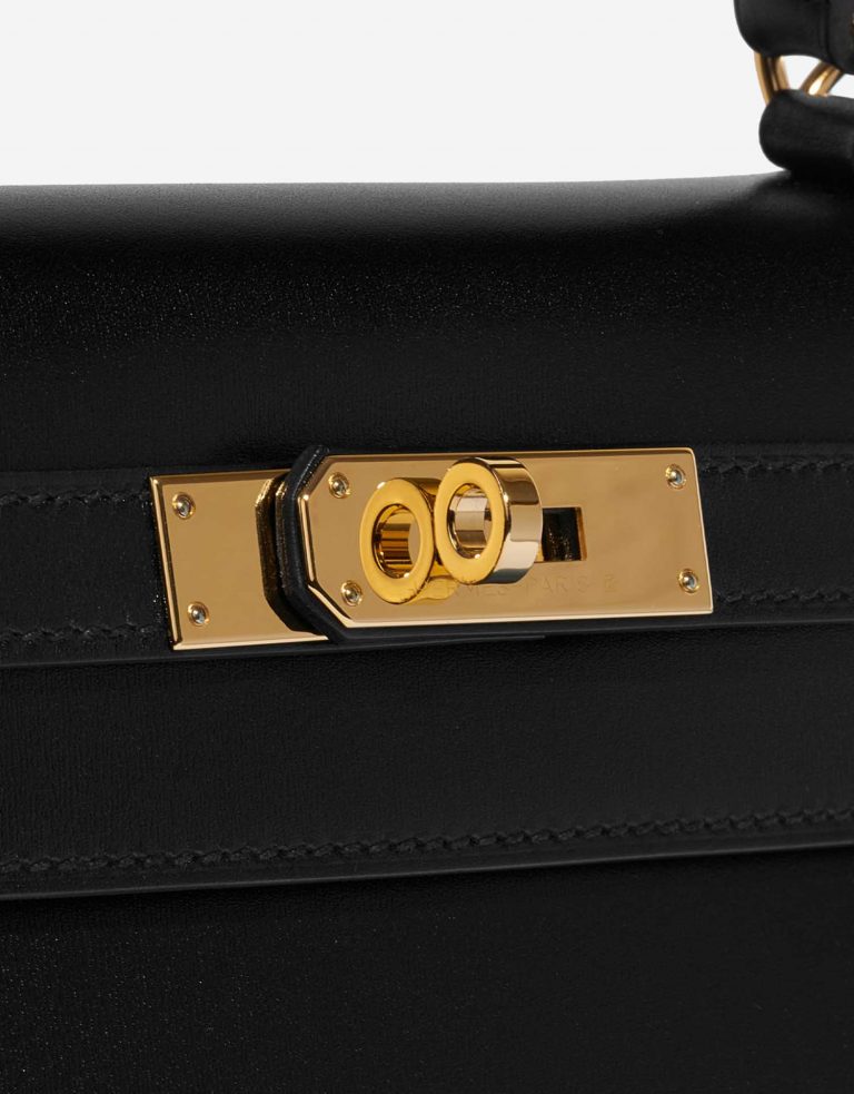 TÚI Hermès Kelly 28 Box Black Gold Buckle khóa vàng