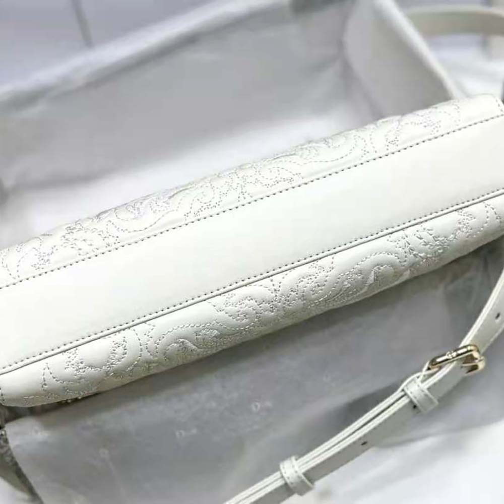TÚI Dior Women Medium Lady D-joy Bag Latte Quilted-Effect Lambskin with Ornamental Motif