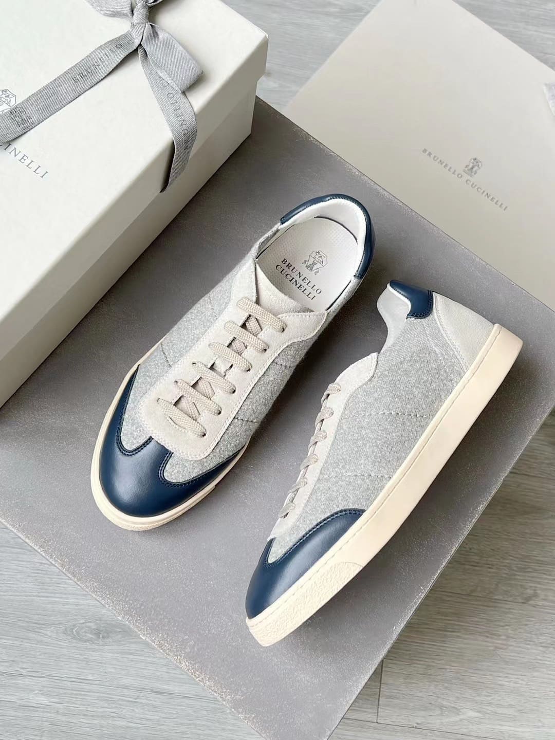 GIÀY BRUNELLO CUCINELLI SNEAKERS LOW TOP SHOES AAA DA LỘN KẾT HỢP DỆT KIM