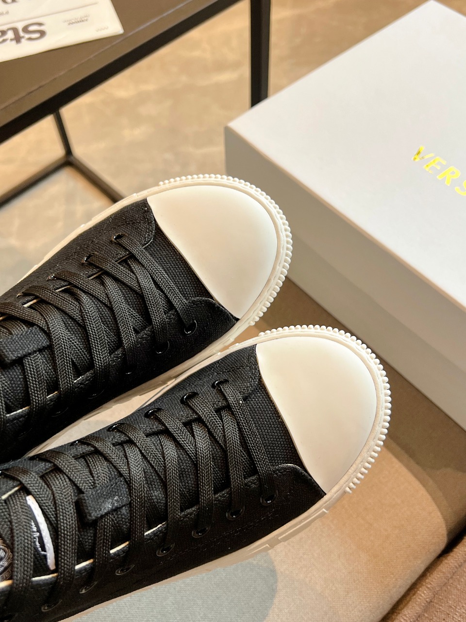 GIÀY VERSACE GRECA SNEAKERS HIGH TOP CANVAS BLACK