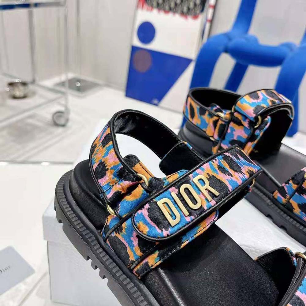 DÉP SANDAL DIOR Dioract Sandal Blue Multicolor Mizza Printed Silk