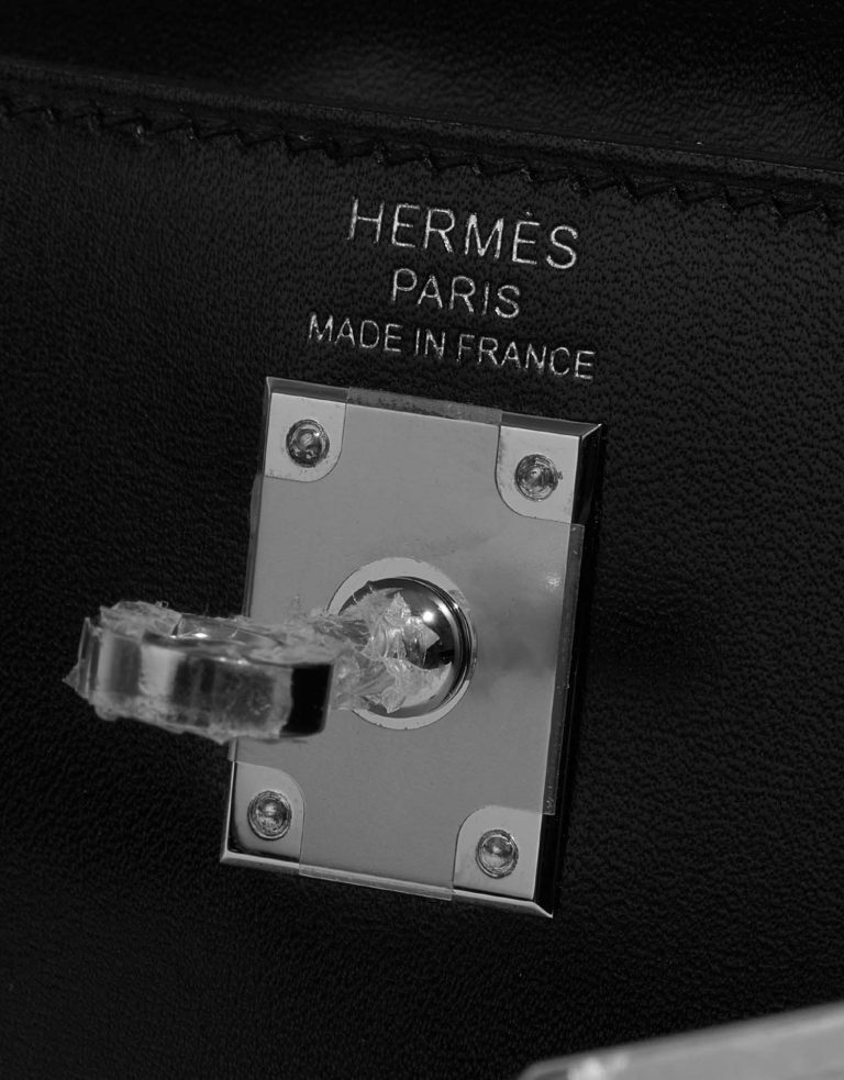 TÚI Hermès Kelly 25 Box Black Silver Buckle khóa trắng