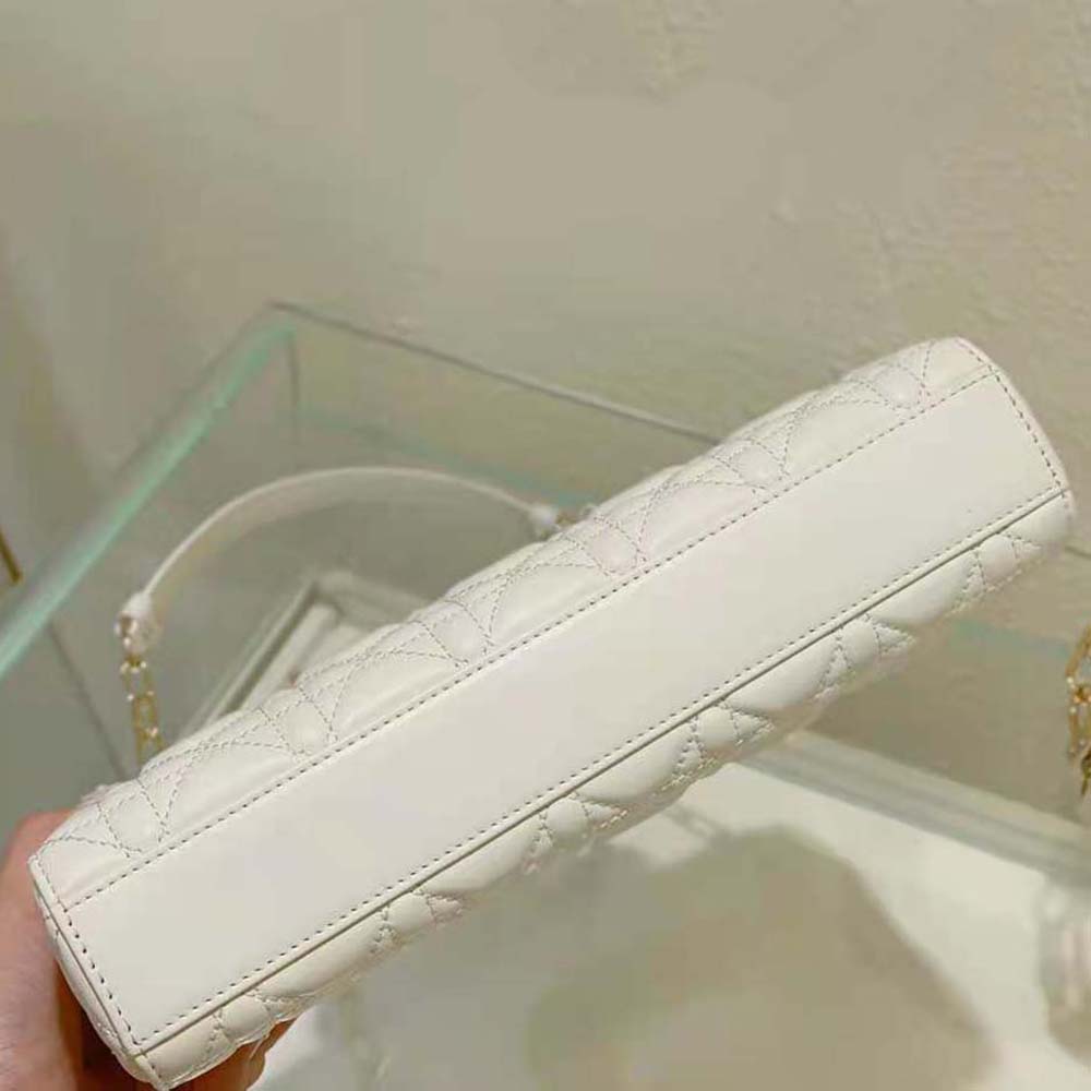 TÚI Dior Women Lady D-Joy Bag Latte Cannage Lambskin