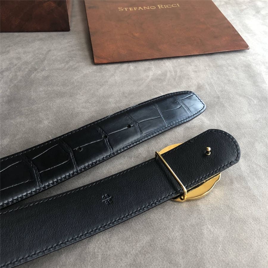 DÂY LƯNG STEFANO RICCI CROCODILE LEATHER DA CÁ SẤU Belt Khóa vàng