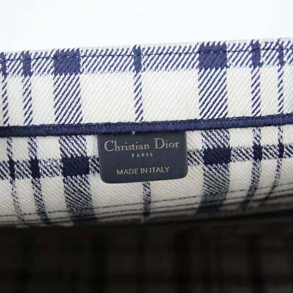 TÚI Dior Women Book Tote Blue Check’n’Dior Embroidery