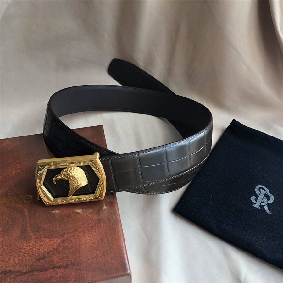 DÂY LƯNG STEFANO RICCI CROCODILE LEATHER DA CÁ SẤU Belt Khóa vàng