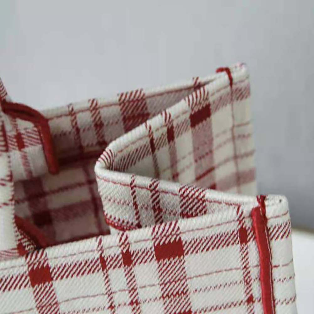 TÚI Dior Women Small Dior Book Tote Raspberry Check’n’Dior Embroidery