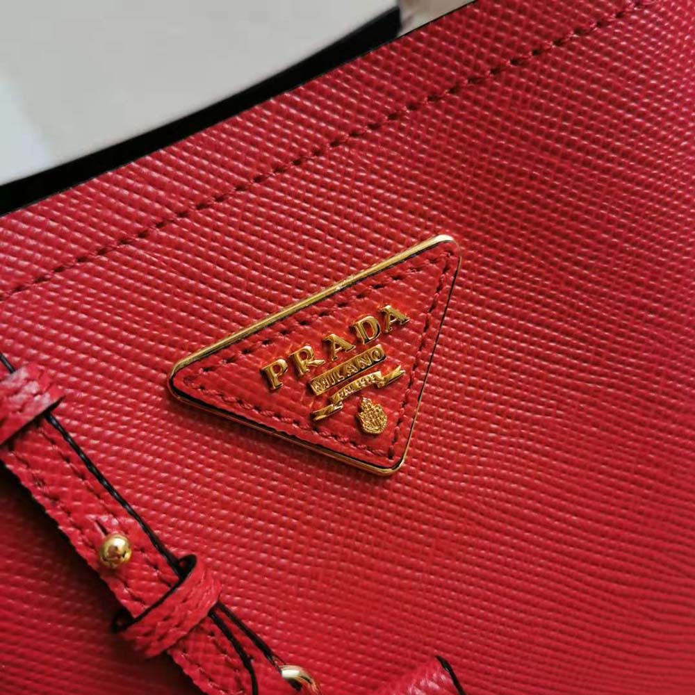 TÚI Prada Saffiano Leather Prada Panier Bag-Red
