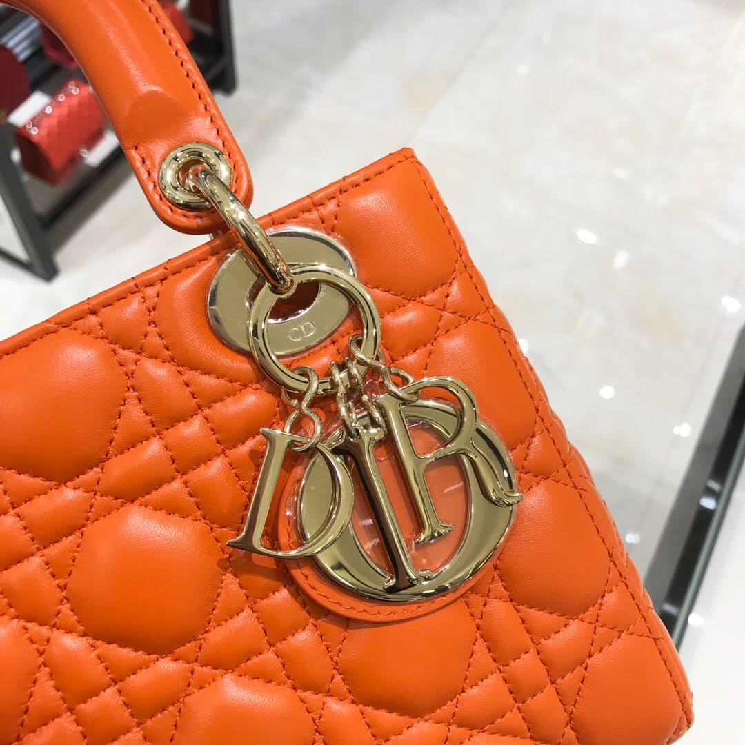 TÚI CHRISTIAN DIOR Lady Dior Bag Orange Cannage Lambskin Top Quality