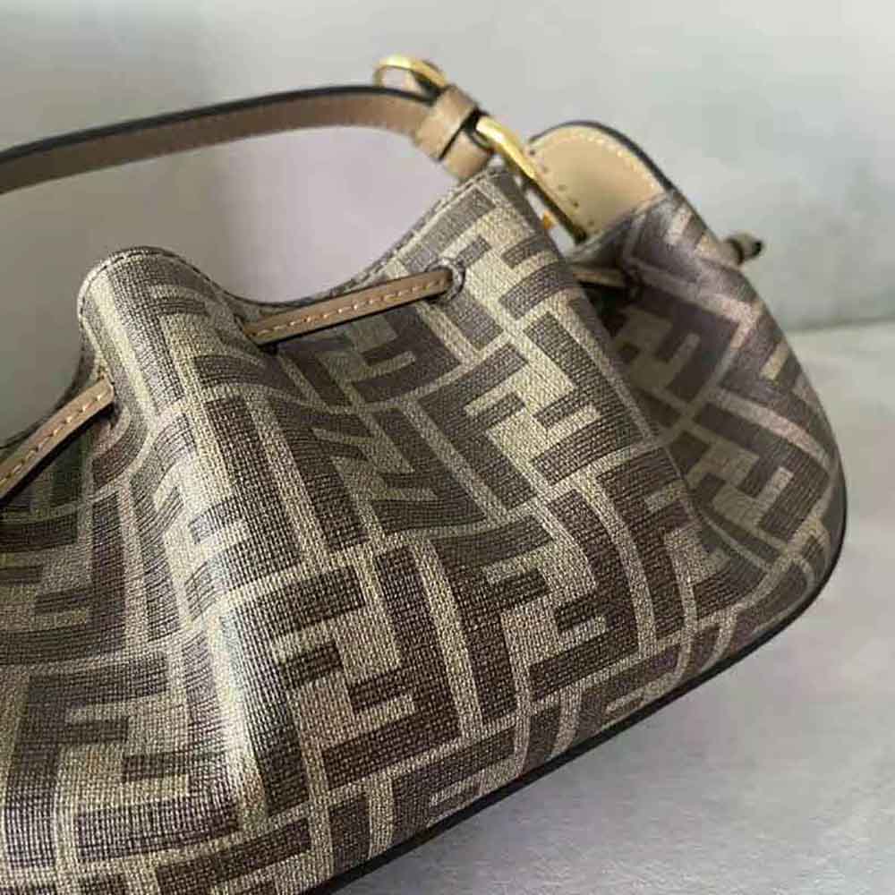 TÚI Fendi Women Pomodorino Brown FF Fabric Mini-Bag