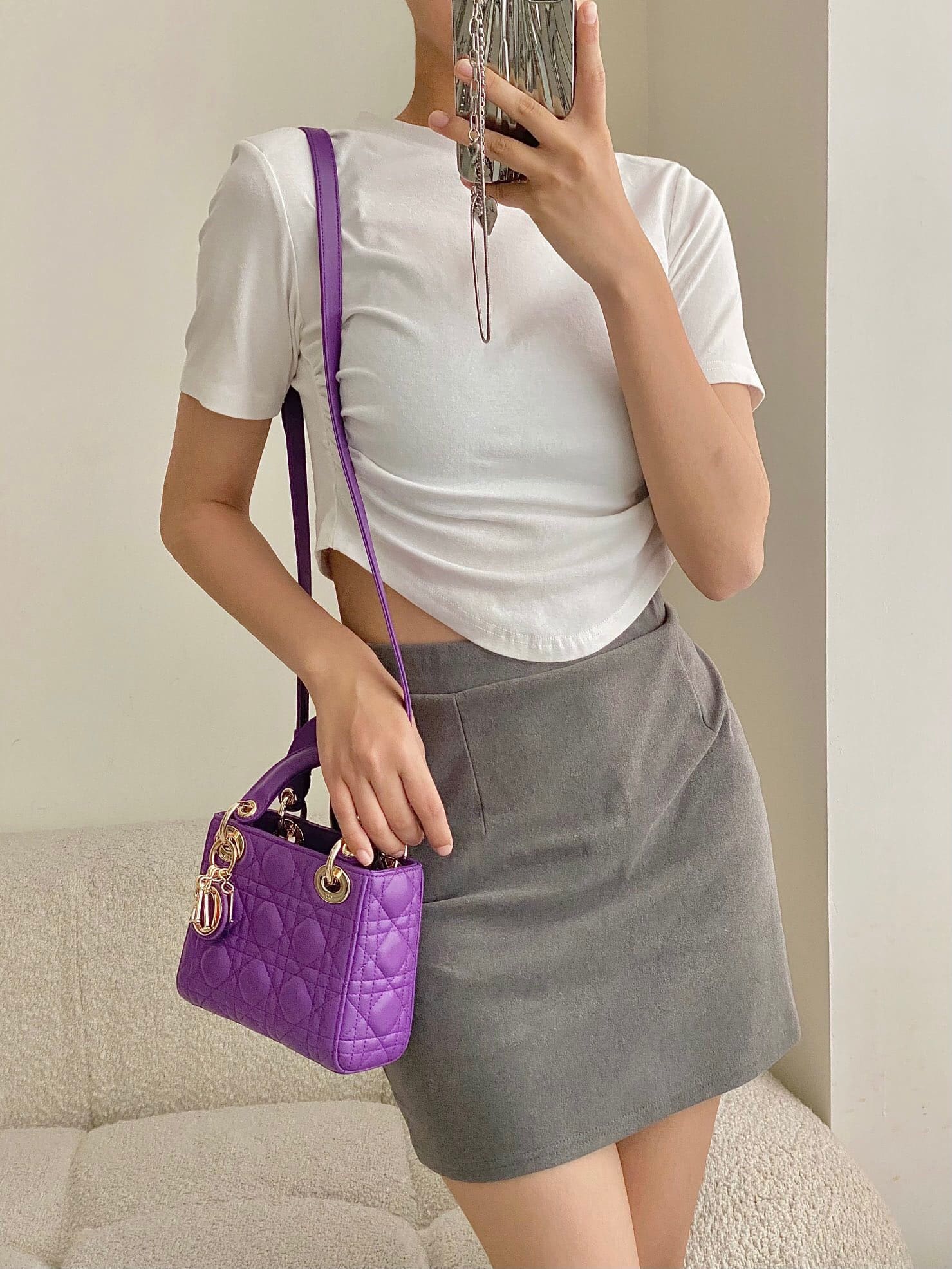 TÚI CHRISTIAN DIOR Lady Dior Bag Purple Cannage Lambskin