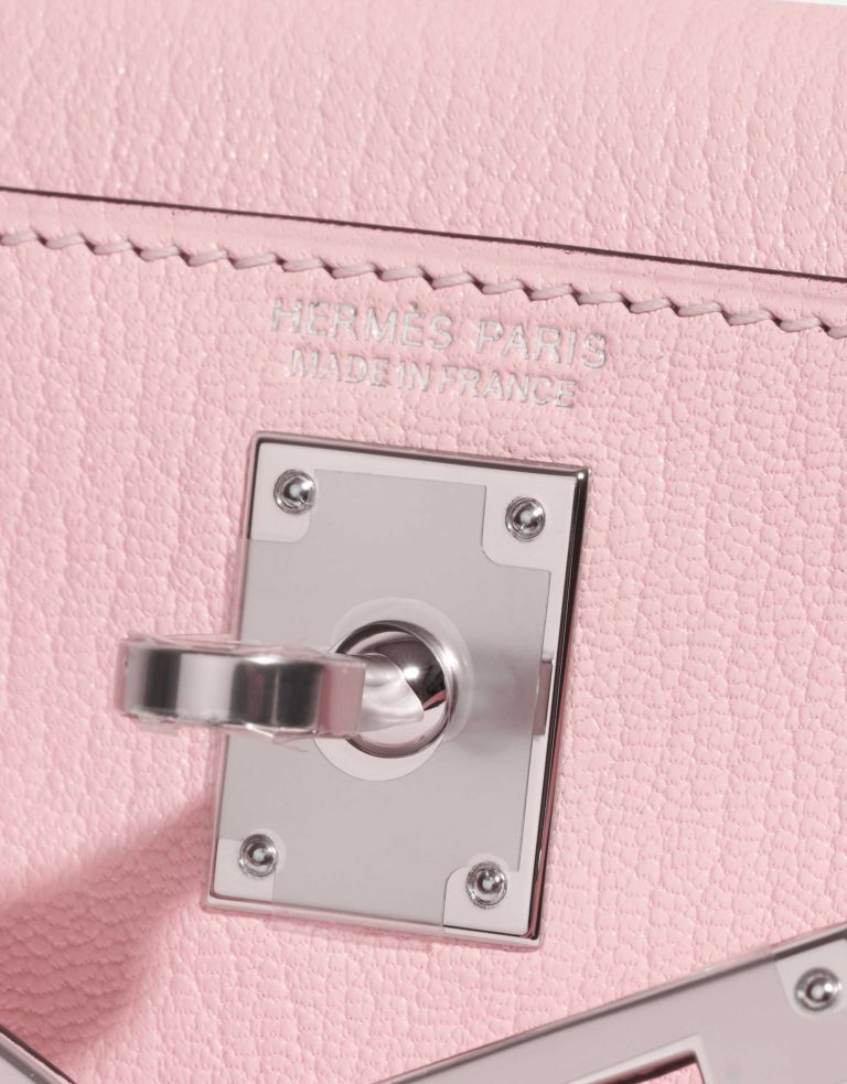 TÚI Hermès Kelly Mini Chèvre Mysore Rose Sakura Silver Buckle khóa trắng