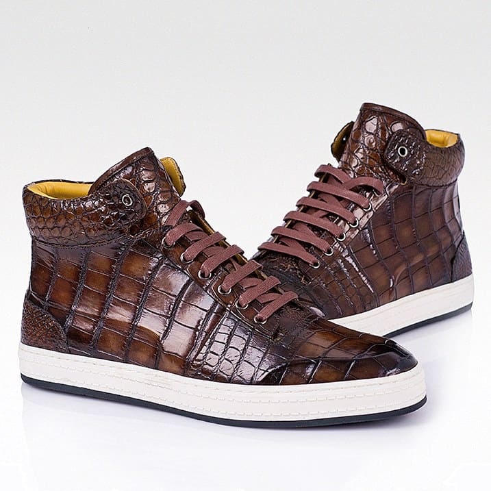 Giày sneaker Chukka da cá sấu dành cho nam thủ công có 4 màu