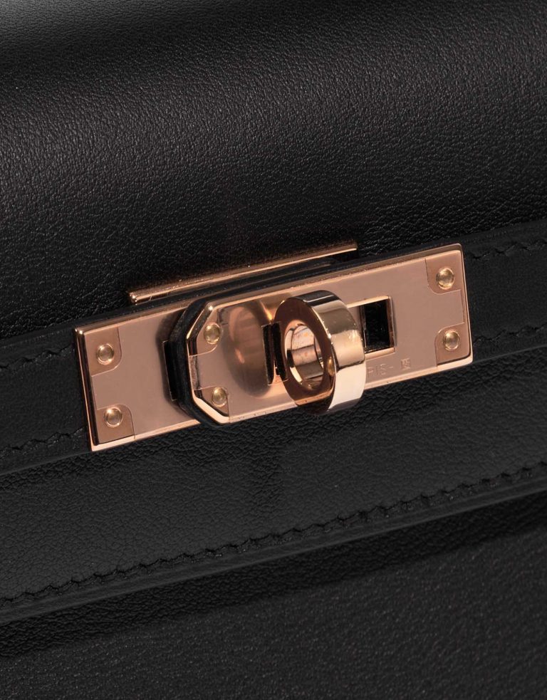 TÚI Hermès Kelly Pochette Swift Black Gold Buckle khóa vàng